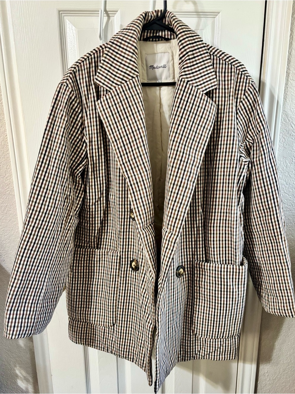 Madewell Plaid Padded Jacket/Puffer Blazer
